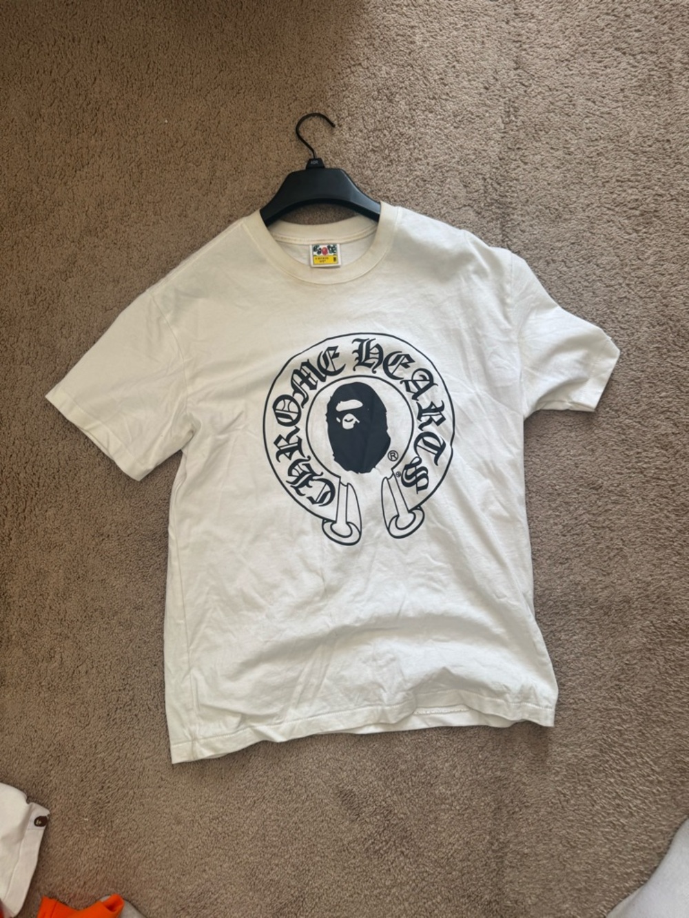 Bape White Dress Shirt with Black Graphic Logo